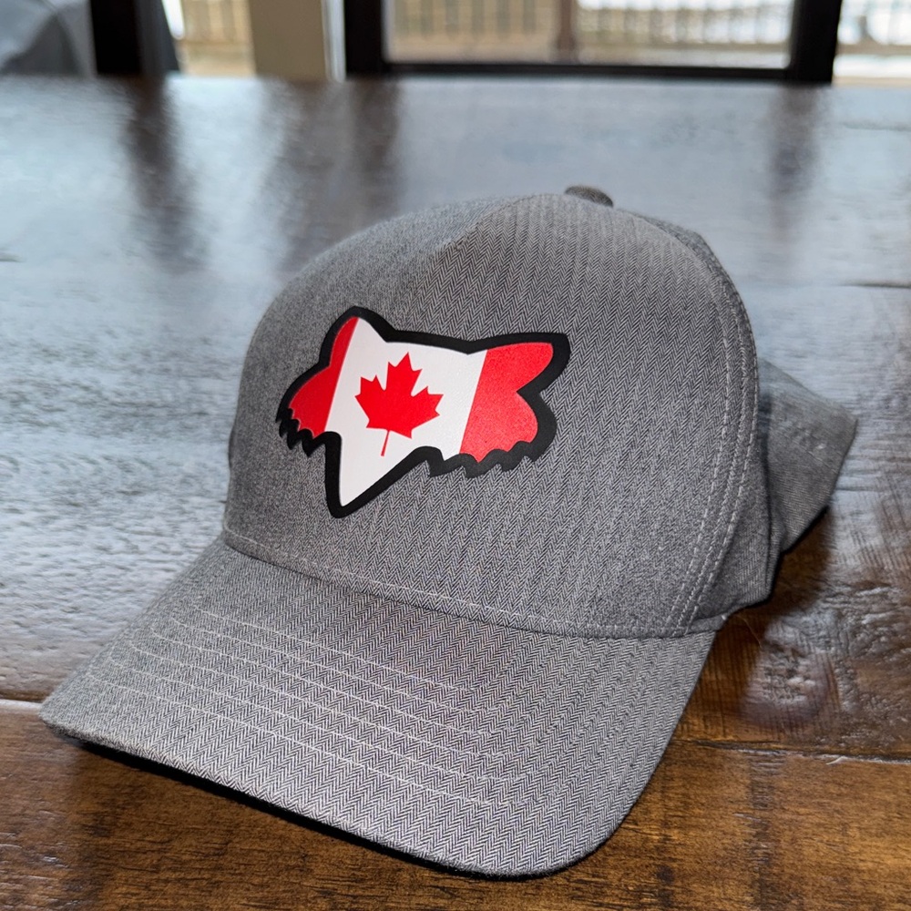Fox Grey Baseball Cap with Red and White rubberized “Fox” logo